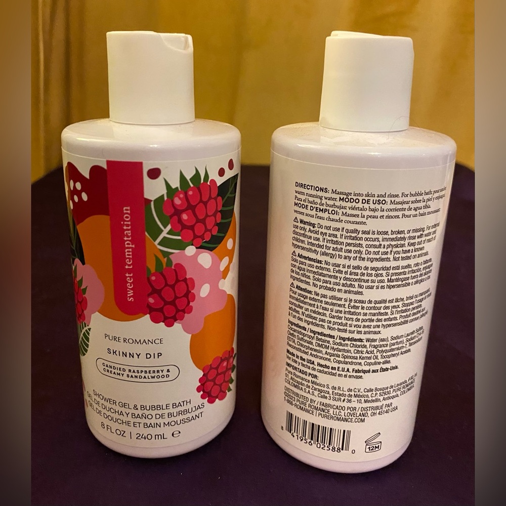 NEW PURE ROMANCE Set Of 2 Sweet Temptation Shower Gel Cranberry & Sandalwood 🥰